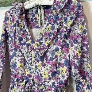 Brand new ModCloth long sleeve ruffle floral midi dress women’s size 0 purple